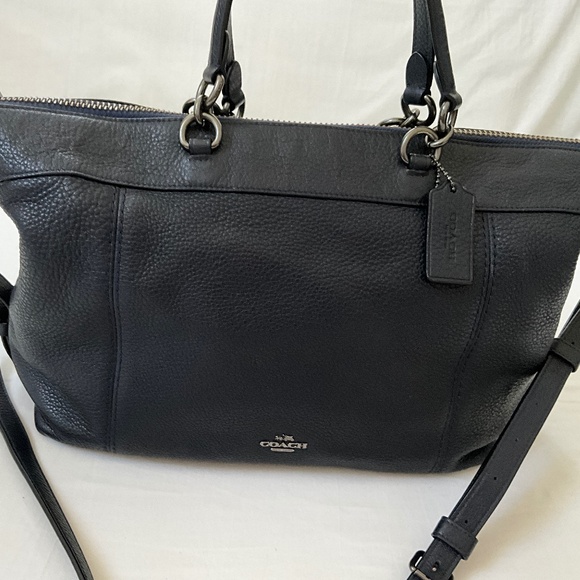 COACH Lennox 2Way Leather Tote Satchel Blue - Picture 2 of 16